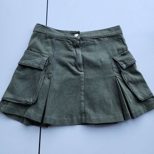 MNG MANGO Women's Cargo Pocketed Denim Jean Mini-Skirt Green Flare Sz S